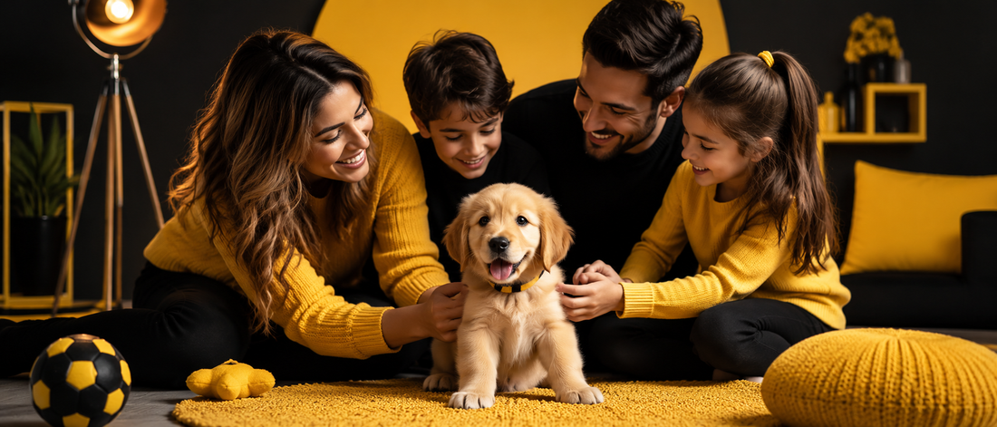 Família recebe um cão bebé