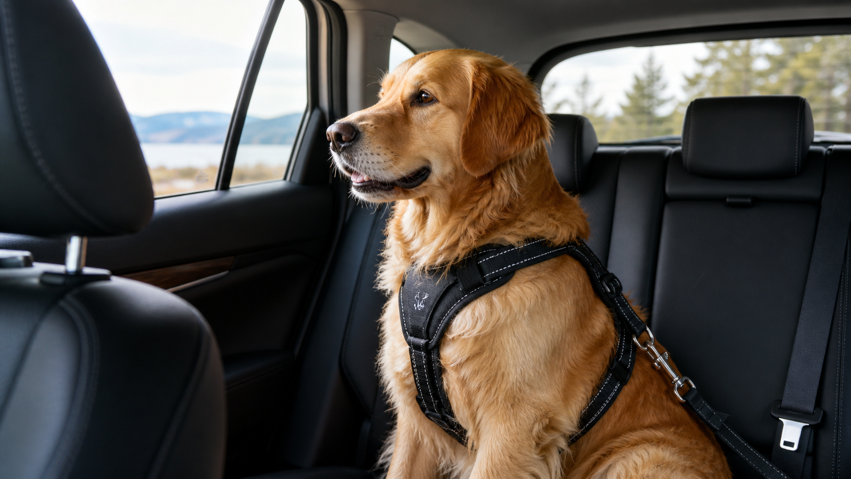 Cão em viagem de carro